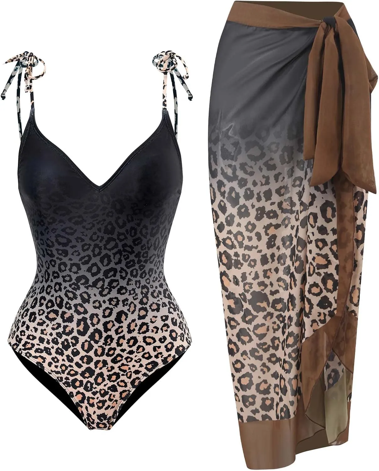 Women Swimwear Two Piece Set Swim Dress Tops Vintage Print Swimsuit Monokini Bikini Set