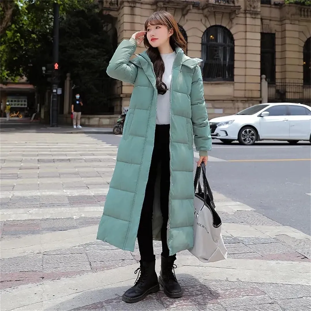Women Winter Thicken Warm Cotton Coat Parkas Casual Hooded Padded Coat Long Winter Jacket Down Cotton Coat Coat