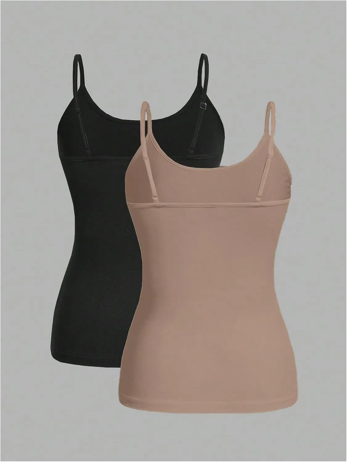 Women's 2 Pack Leopard Print Spaghetti Strap Cami Tops Slim Fit Crew Neck Sleeveless Camisole