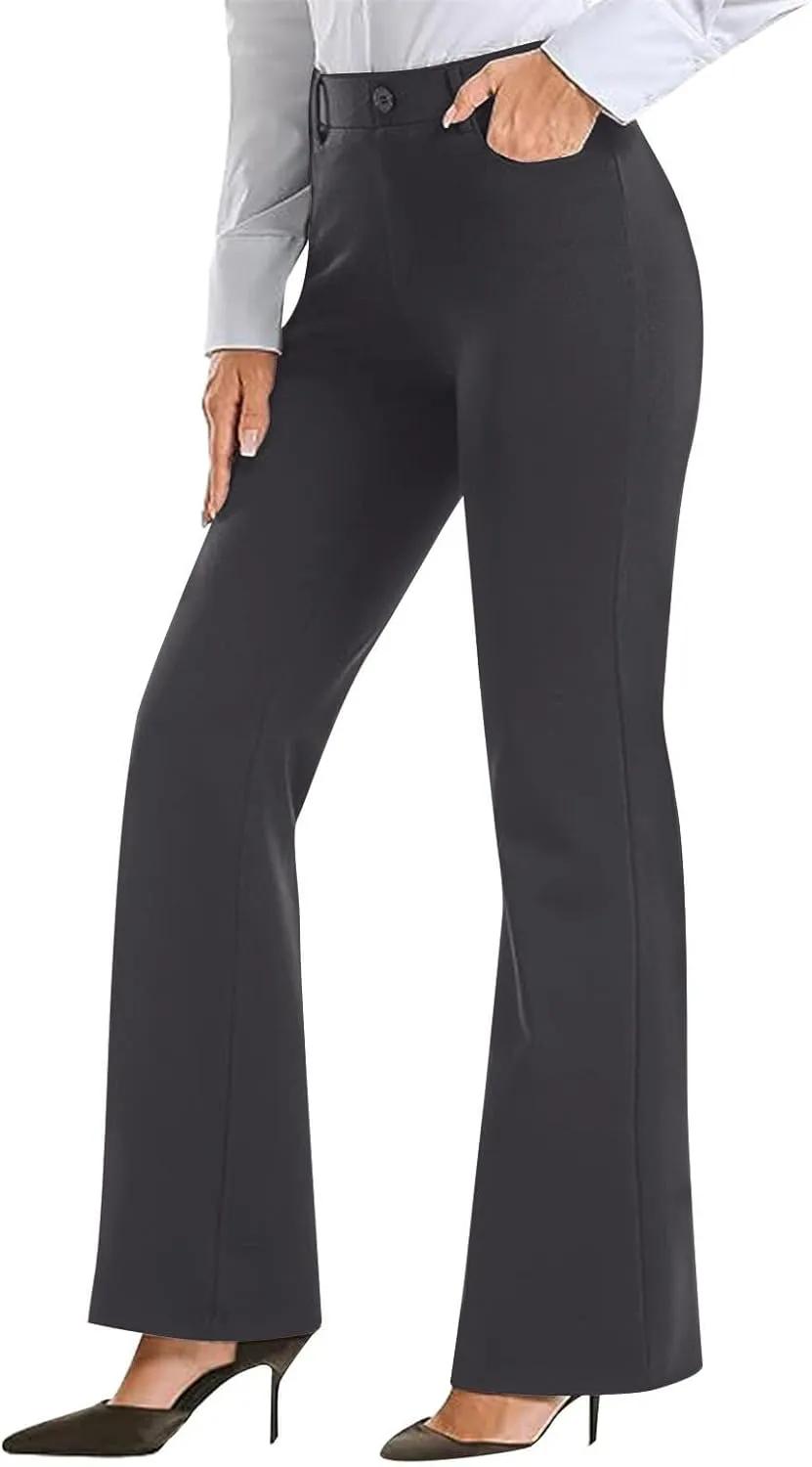 Womens Bootcut Dress Pants Business Casual Work Pants with Pockets High Waist Stretchy Trousers Office Slacks