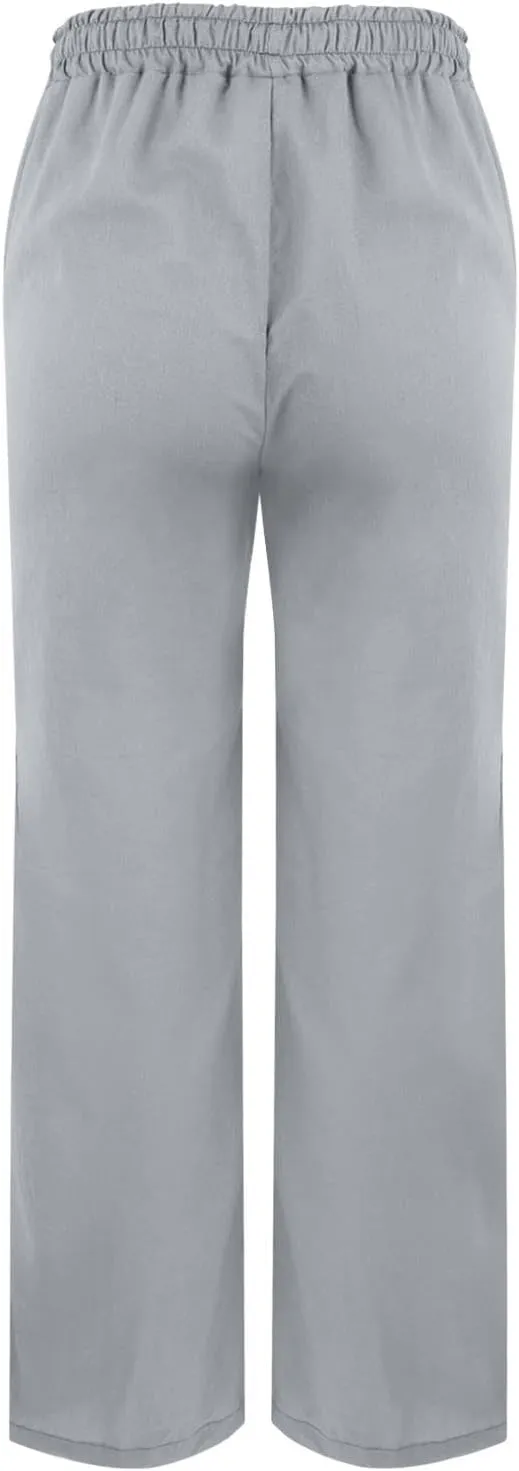 Womens Casual Cotton Linen Pants High Waist Drawstring Loose Fit Summer Spring Straight Leg Trousers with Pockets