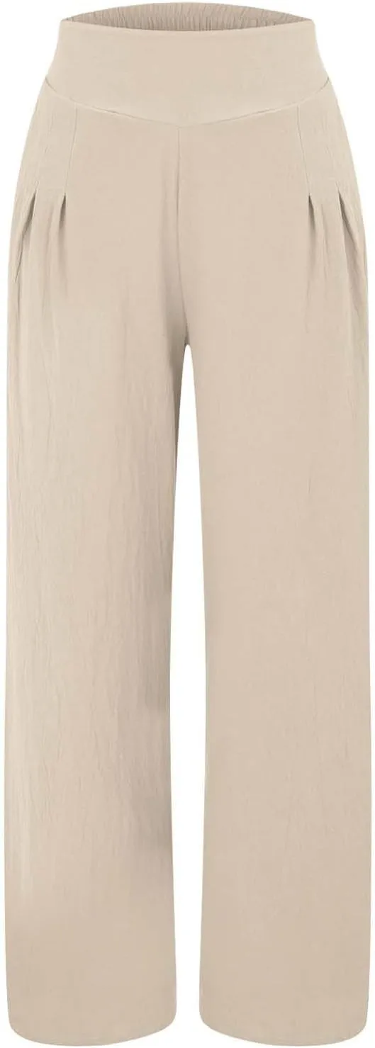 Womens Clothes Summer Outfits for Women Pants Wide Leg Long Pant Trousers with Pocket Linen Cropped Pants
