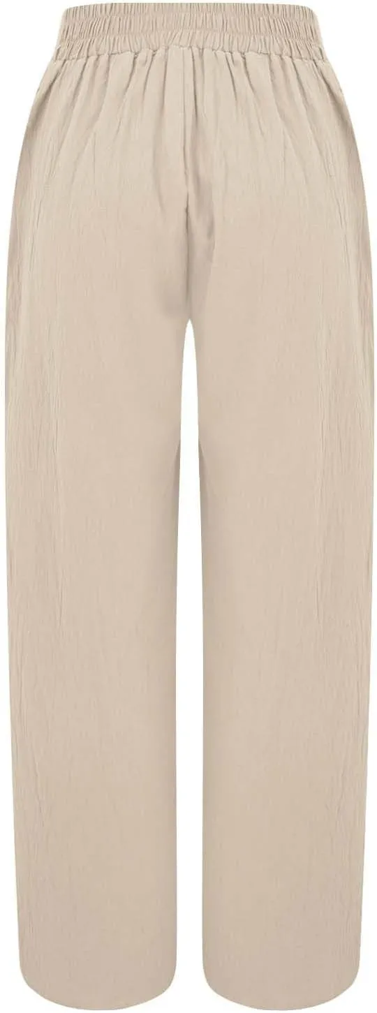 Womens Clothes Summer Outfits for Women Pants Wide Leg Long Pant Trousers with Pocket Linen Cropped Pants