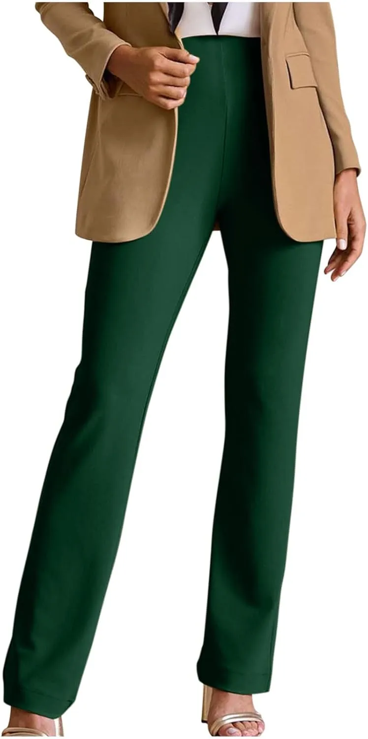 Womens Dress Pants Business Casual Work Pants High Waist Stretchy Bootcut Trousers Dressy Solid Pull On Office Pant