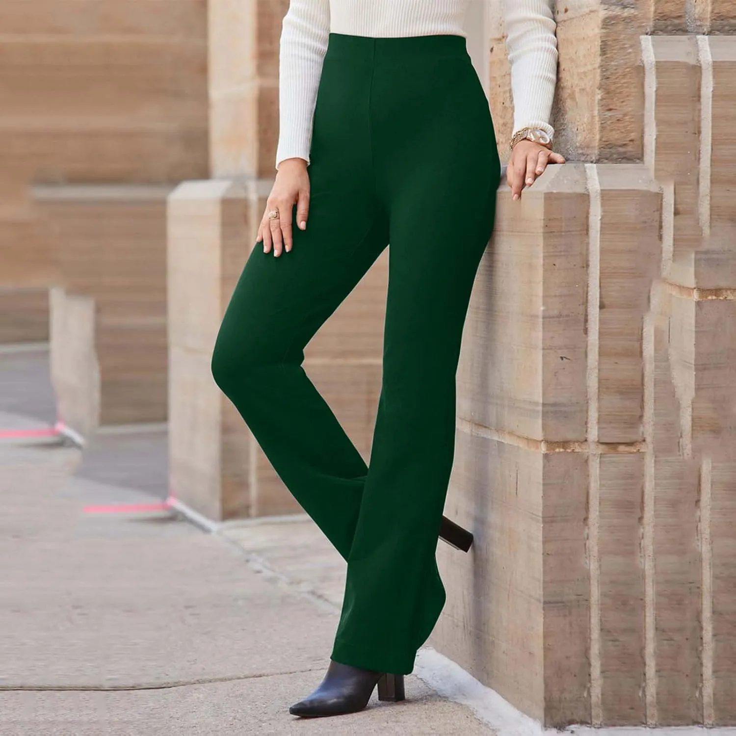 Womens Dress Pants Business Casual Work Pants High Waist Stretchy Bootcut Trousers Dressy Solid Pull On Office Pant