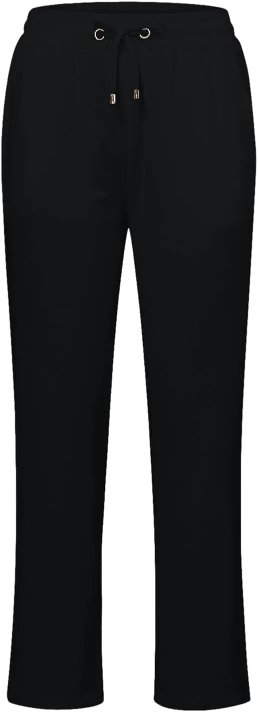 Womens High Waist Summer Linen Pants Baggy Straight Leg Casual Pants with Pockets Drawstring Comfy Lounge Trousers