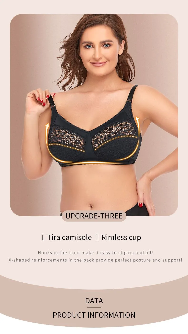 Women's Lace Plus Size Bra Without Underwire Full Coverage Cups Breasts Bra
