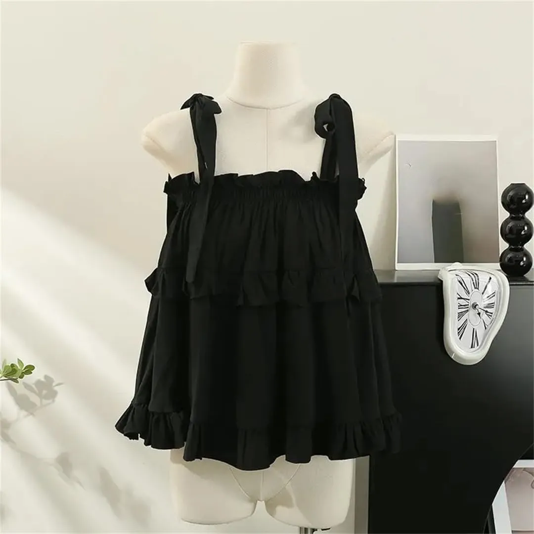 Women's Ruffled Camisole Korean Version Girlish Style Vacation Sleeveless Camisole