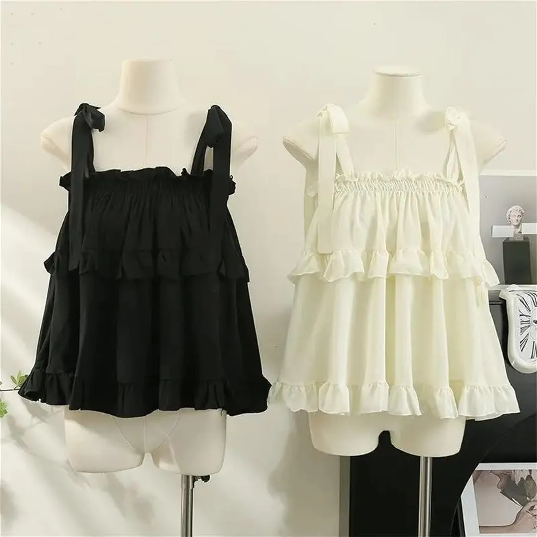 Women's Ruffled Camisole Korean Version Girlish Style Vacation Sleeveless Camisole