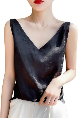 Womens Silk Camisole Silk Basic Tank Tops Casual Classic Top Loose