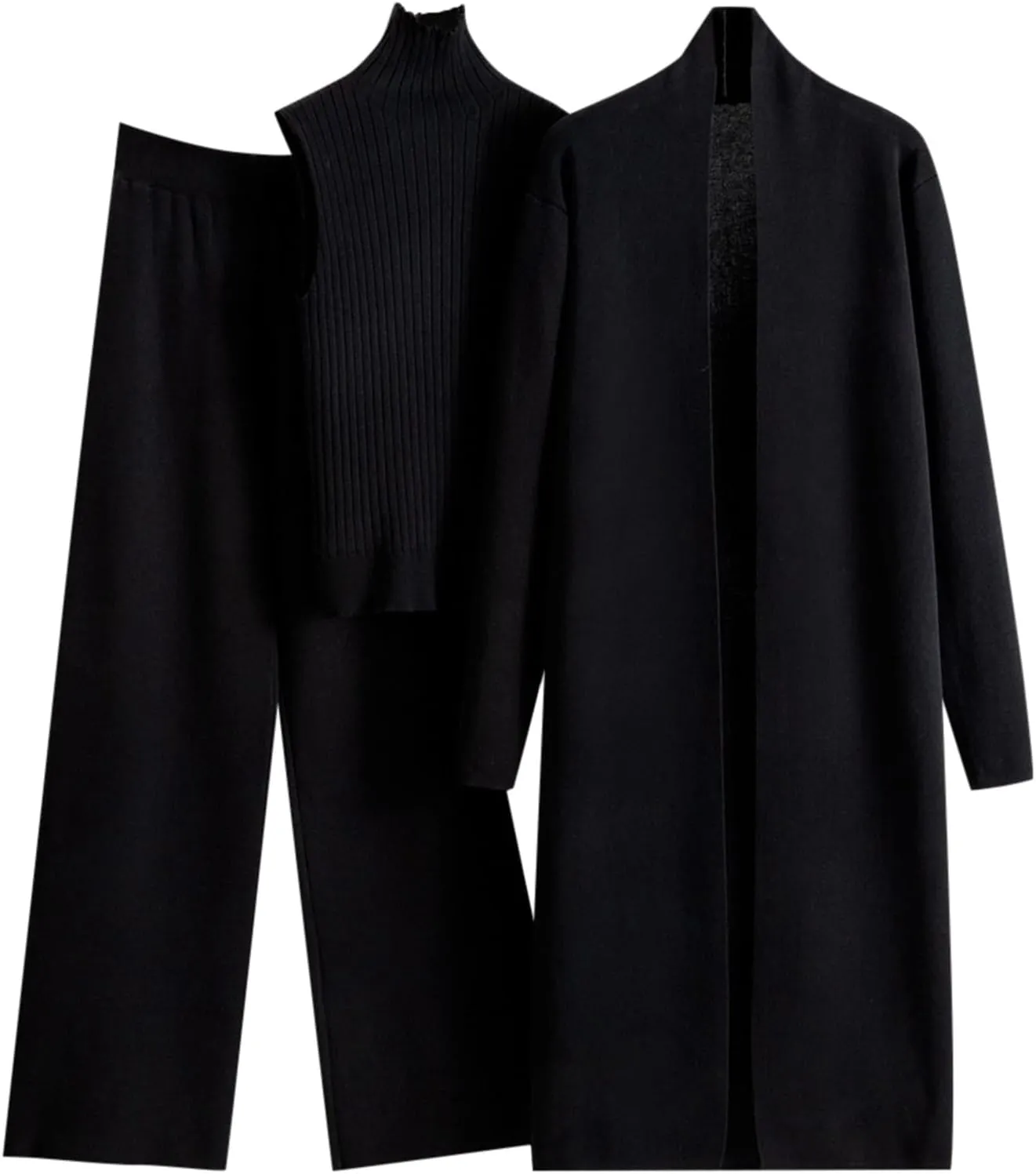 Women's spring and autumn 3-piece set Women's cardigan sportswear knitted pants set sweater set fashion 3-piece
