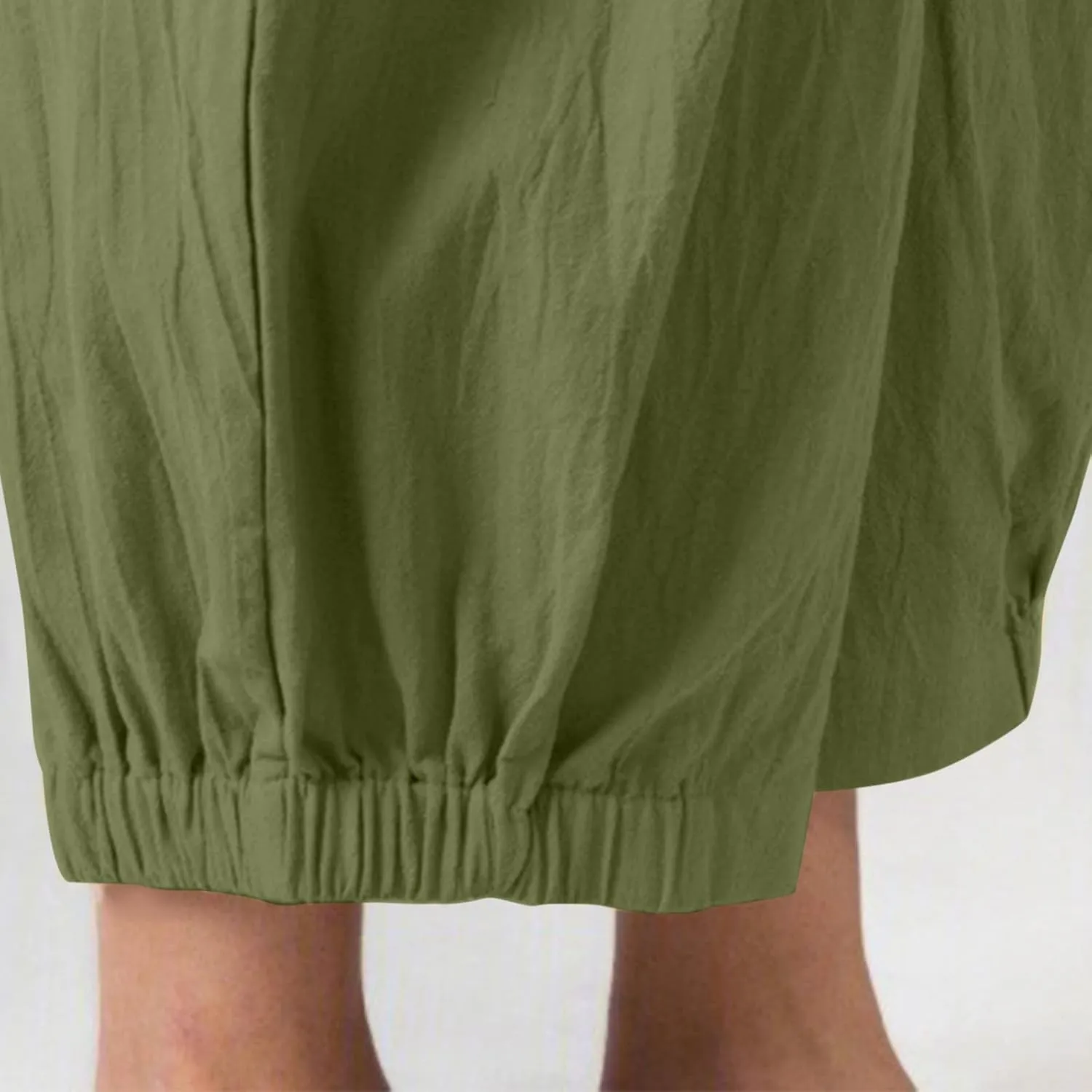Womens Summer Harem Capri Pants Elastic Waist Casual Business Loose Work Slacks Lounge Cropped Trousers with Pockets