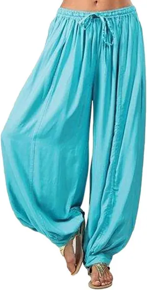 Womens Summer Pants Dress Loose Fit Plus Size High Waist Trousers with Pockets Floral Joggers Women Linen Pants