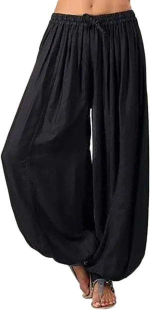 Womens Summer Pants Dress Loose Fit Plus Size High Waist Trousers with Pockets Floral Joggers Women Linen Pants