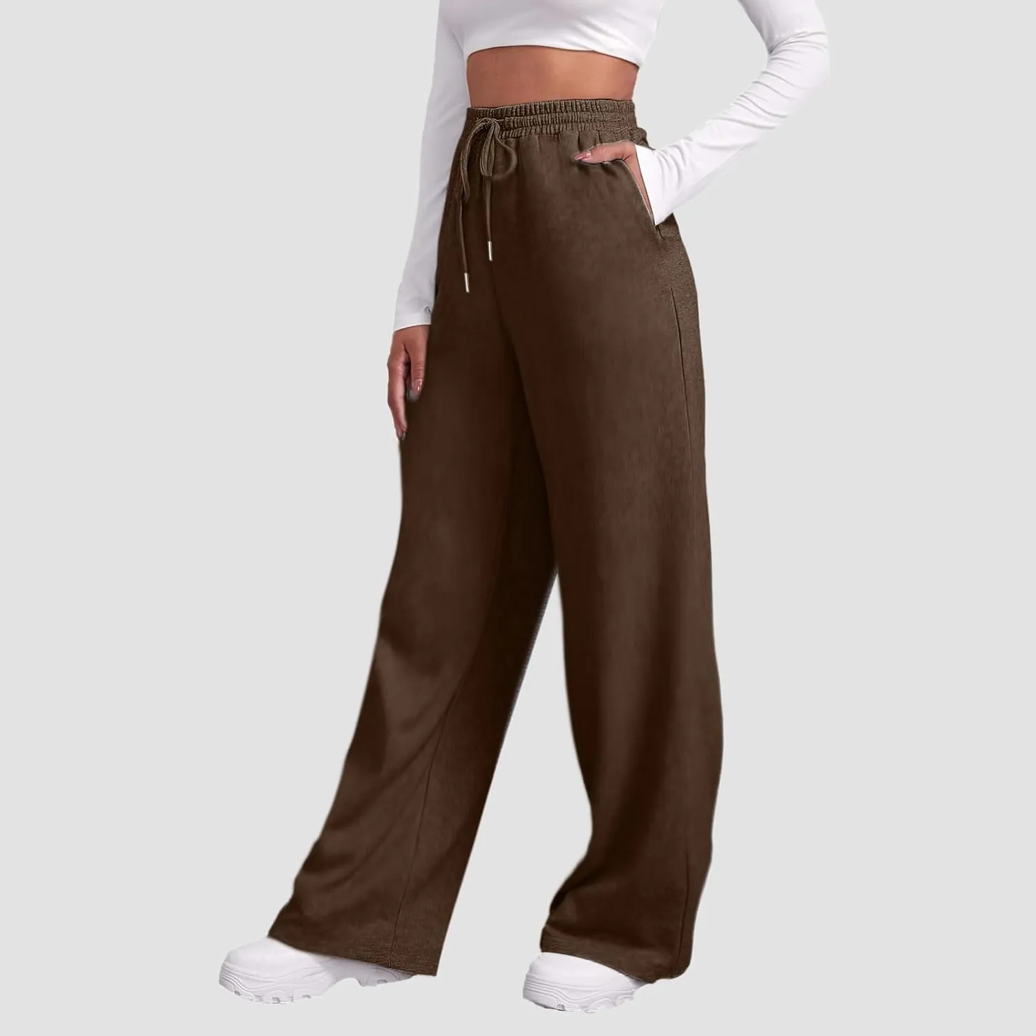 Womens Sweatpants 2025 Baggy High Waisted Wide Leg Trousers Loose Drawstring Elastic Waist Athletic Pant with Pocket