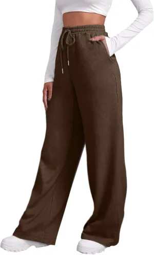 Womens Sweatpants 2025 Baggy High Waisted Wide Leg Trousers Loose Drawstring Elastic Waist Athletic Pant with Pocket