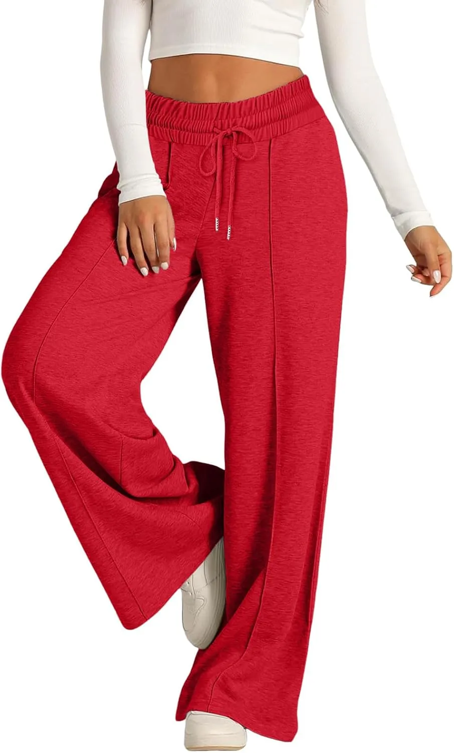 Womens Wide Leg Sweatpants Lightweight High Waisted Baggy Sweat Pants Drawstring Workout Athletic Joggers with Pocket