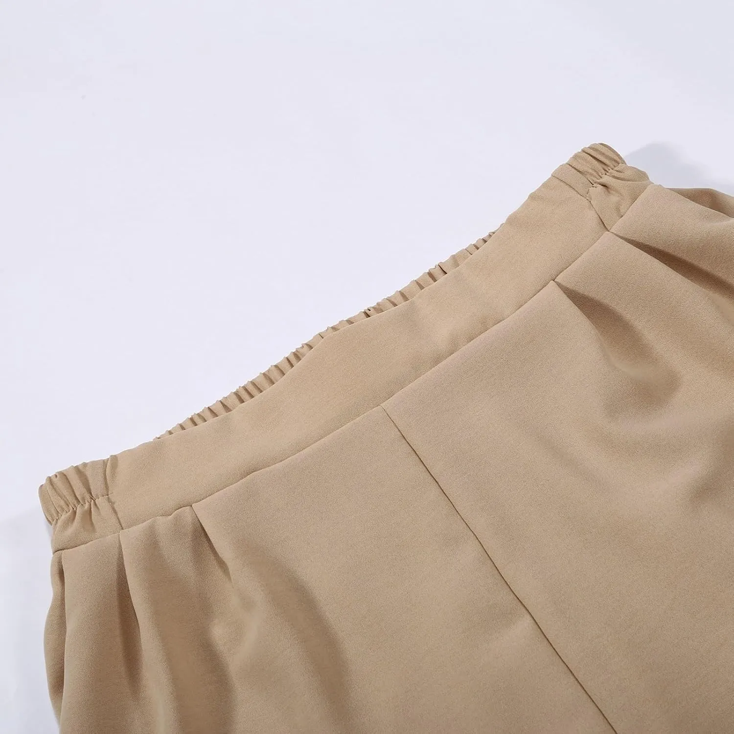 Women's Wide Leg Work Pants High Waist Elastic Dress Lightweight Palazzo Pant Business Casual Trousers with Pockets