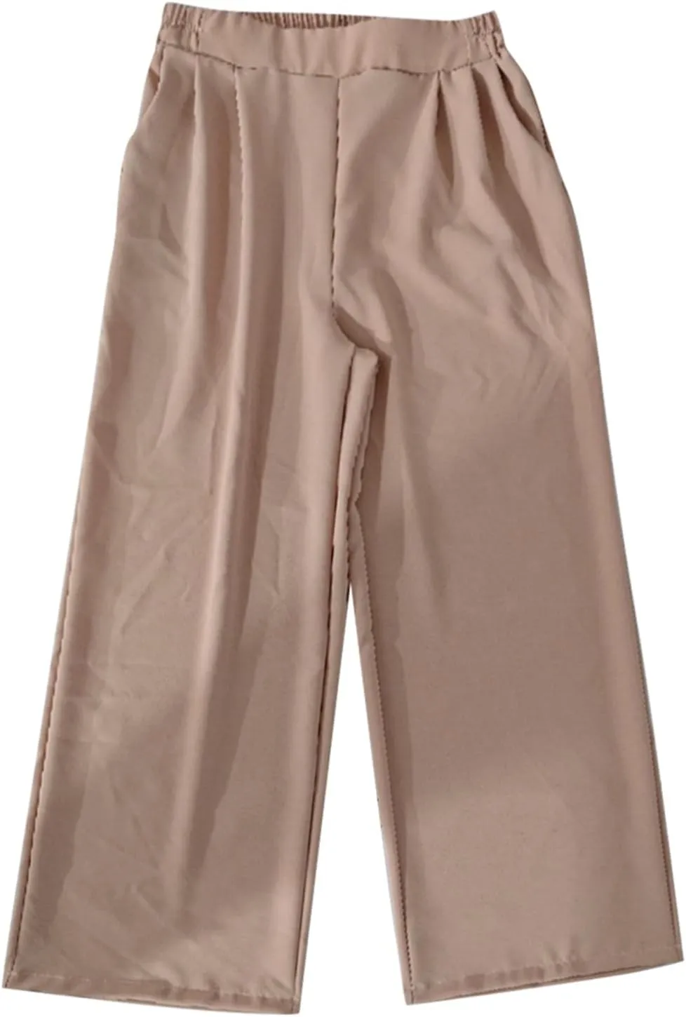 Women's Wide Leg Work Pants High Waist Elastic Dress Lightweight Palazzo Pant Business Casual Trousers with Pockets