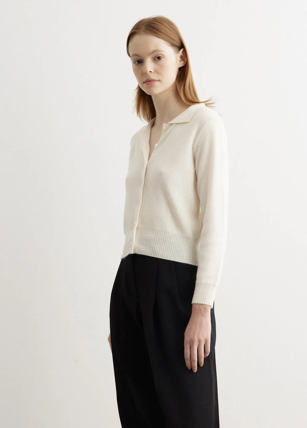 Wool Cash Collar Cardigan