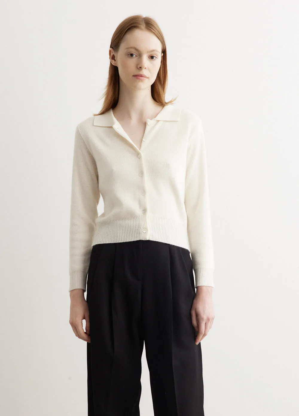 Wool Cash Collar Cardigan