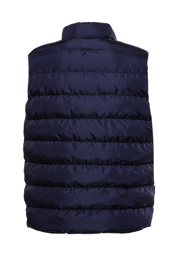 WSS Zippered Pockets Quilted Navy Blue Men Winter Down Vest  - Singen