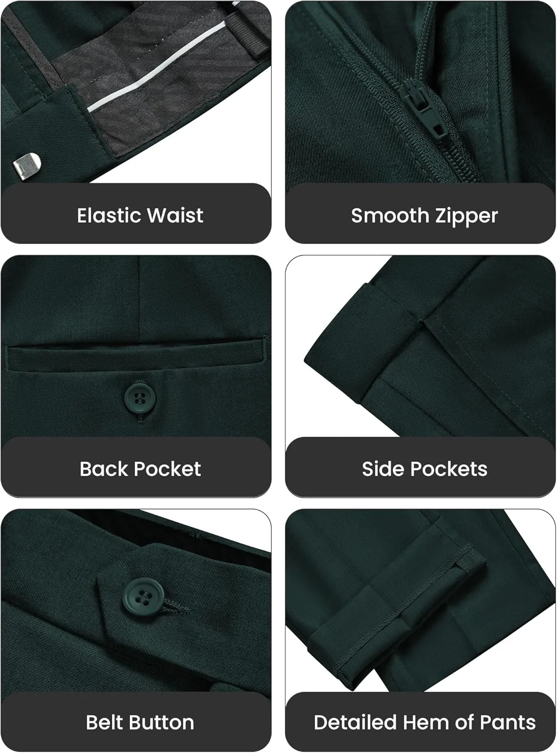 WULFUL Men's Slim Fit 3 Piece Suit, One Button Solid Blazer Business Party Jacket Vest Pants Set