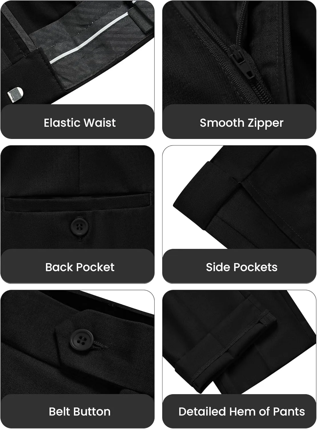 WULFUL Men's Slim Fit 3 Piece Suit, One Button Solid Blazer Business Party Jacket Vest Pants Set