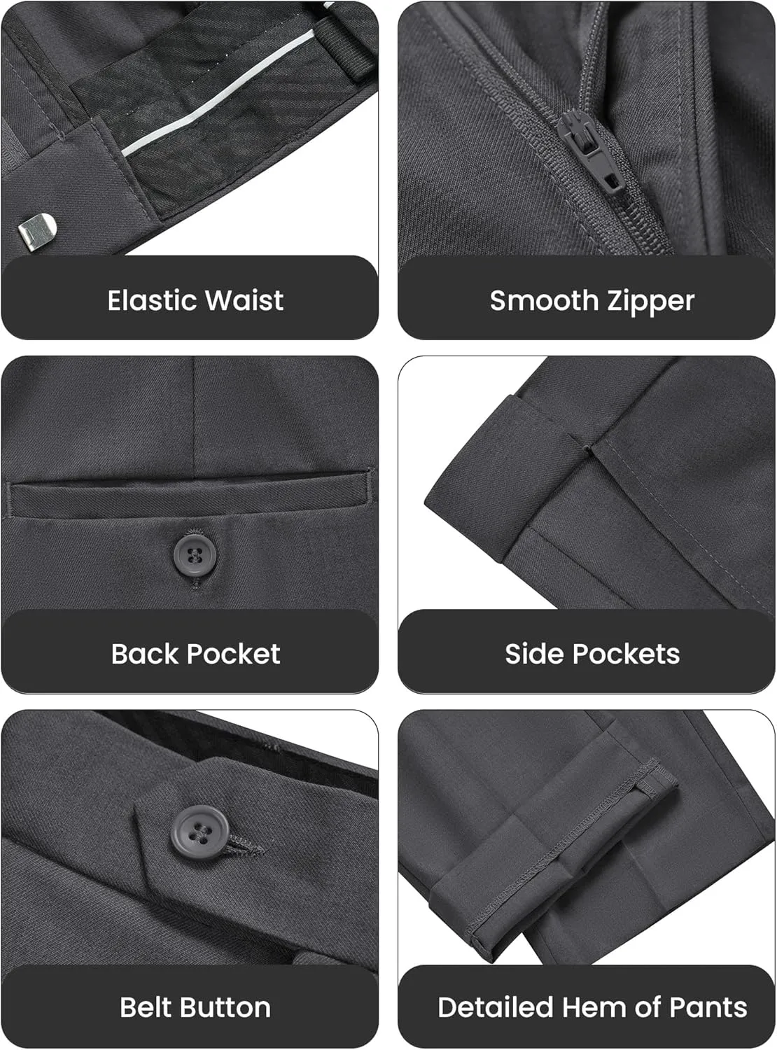 WULFUL Men's Slim Fit 3 Piece Suit, One Button Solid Blazer Business Party Jacket Vest Pants Set