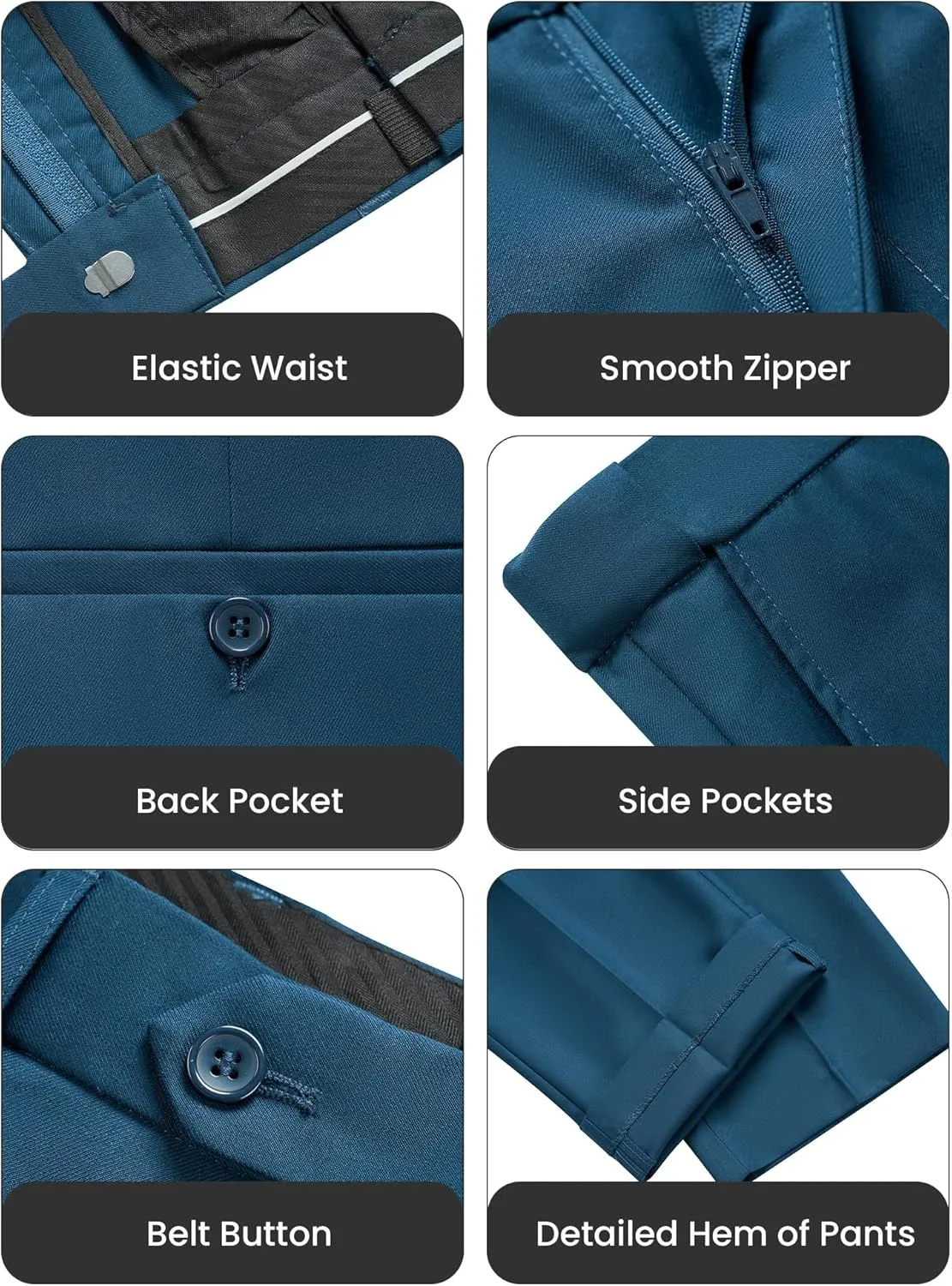 WULFUL Men's Slim Fit 3 Piece Suit, One Button Solid Blazer Business Party Jacket Vest Pants Set