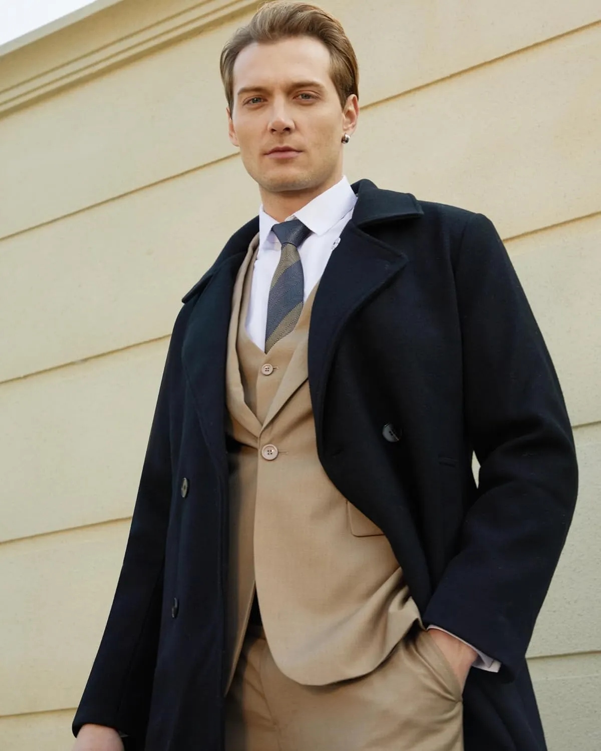 WULFUL Men's Slim Fit 3 Piece Suit, One Button Solid Blazer Business Party Jacket Vest Pants Set