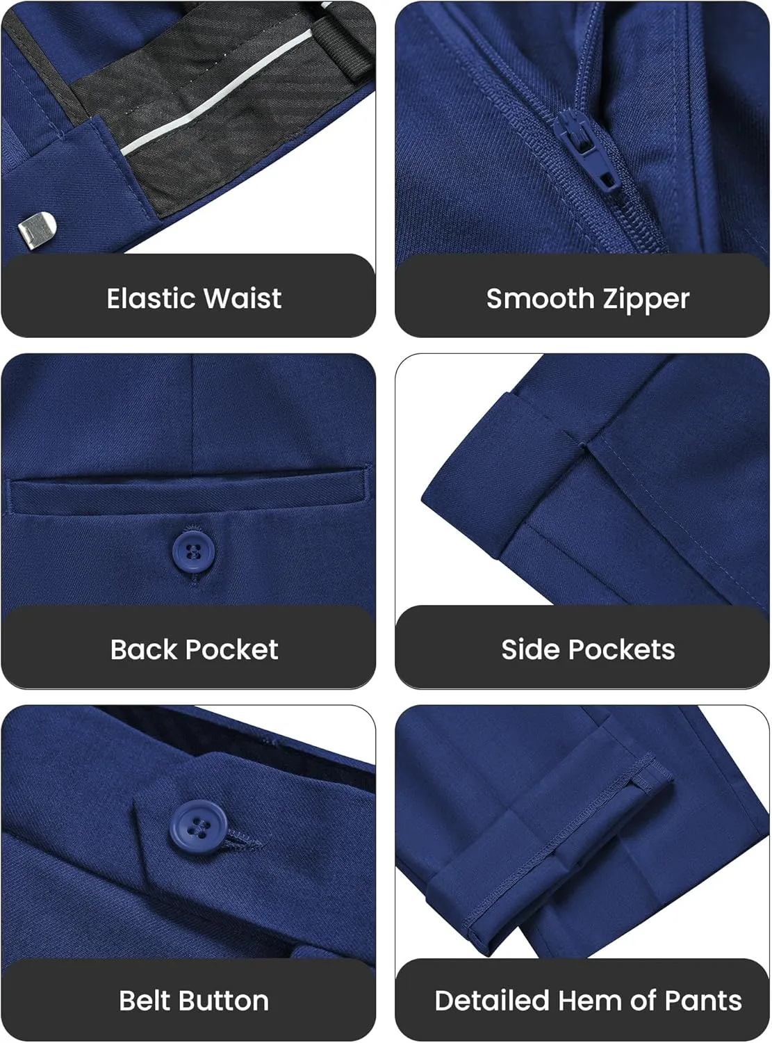 WULFUL Men's Slim Fit 3 Piece Suit, One Button Solid Blazer Business Party Jacket Vest Pants Set