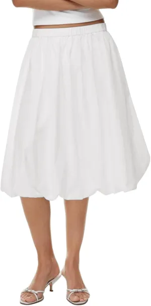 XBTCLXEBCO Women Y2K Bubble Midi Skirt Elastic Waist Flowy A-Line Long Skirt Ruffle Hem Puffy Balloon Skirt Summer Streetwear