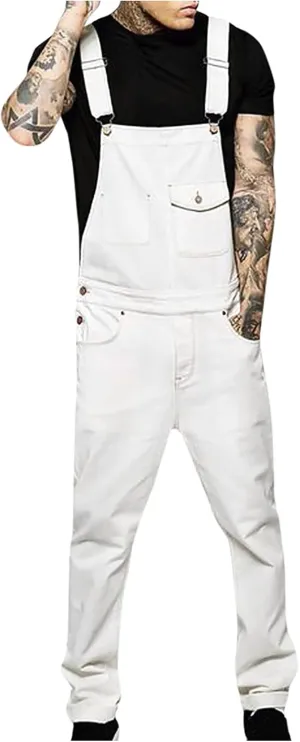Ymosrh Men's Chino Regular Jumpsuit Streetwear Pocket Suspender Trousers Khaki Cargo Pants