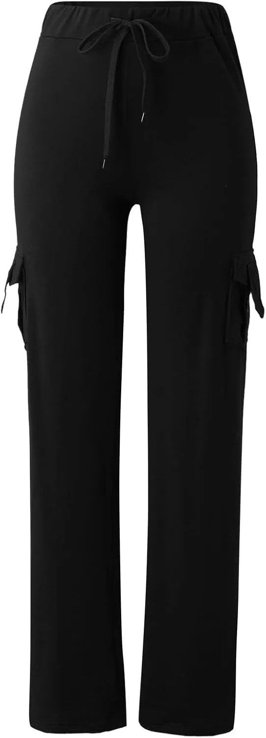 Yoga Flare Leggings for Women High Waisted Workout Cargo Pants with Pockets Maternity Sweatpants Joggers