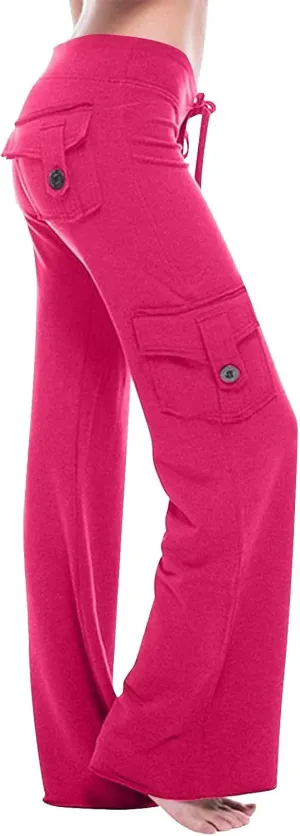 Yoga Flare Leggings for Women High Waisted Workout Cargo Pants with Pockets Maternity Sweatpants Joggers