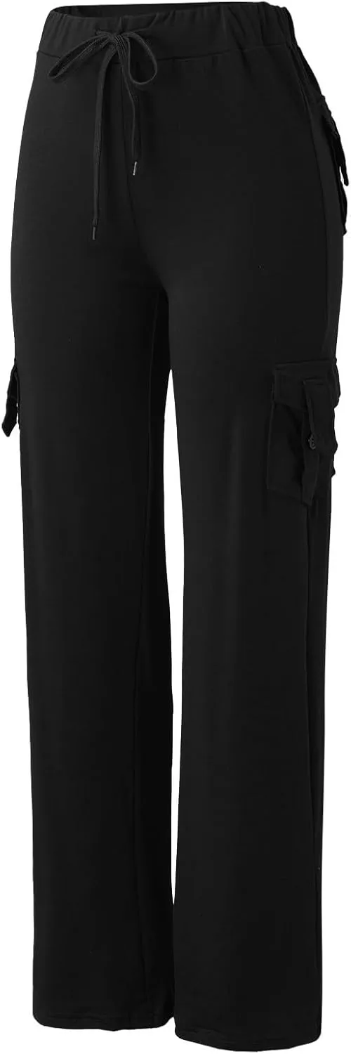 Yoga Flare Leggings for Women High Waisted Workout Cargo Pants with Pockets Maternity Sweatpants Joggers