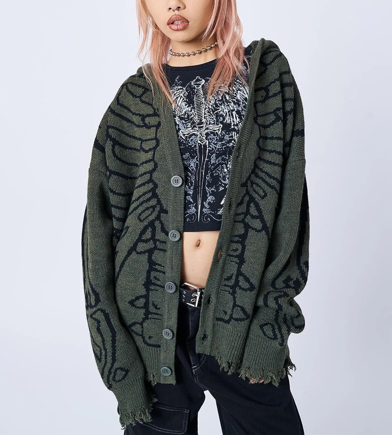Yuemengxuan Womens Y2K Zipper Hoodie Long Sleeve Sweatshirt Harajuku Punk Grunge Tops Oversized Vintage Streetwear
