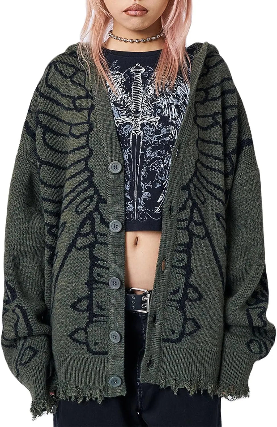 Yuemengxuan Womens Y2K Zipper Hoodie Long Sleeve Sweatshirt Harajuku Punk Grunge Tops Oversized Vintage Streetwear