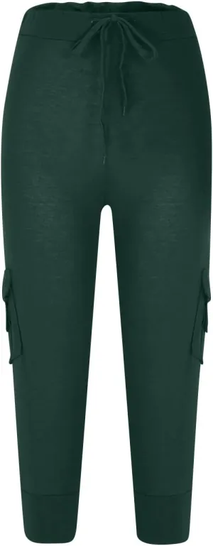 ZDRZK Capri Cargo Pants for Women Casual Plus Size High Waist Workout Yoga Pants with Pockets Comfy Cropped Trousers