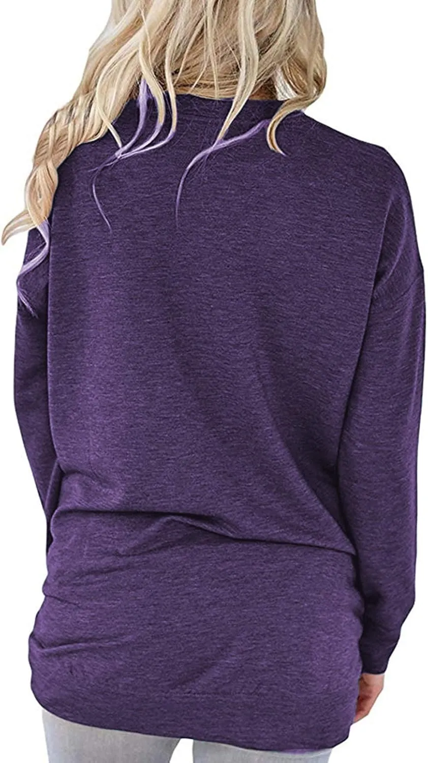 ZILIN Women's Casual Letter Print Crewneck T-Shirt Long Sleeve Tunic Tops Sweatshirt with Pockets